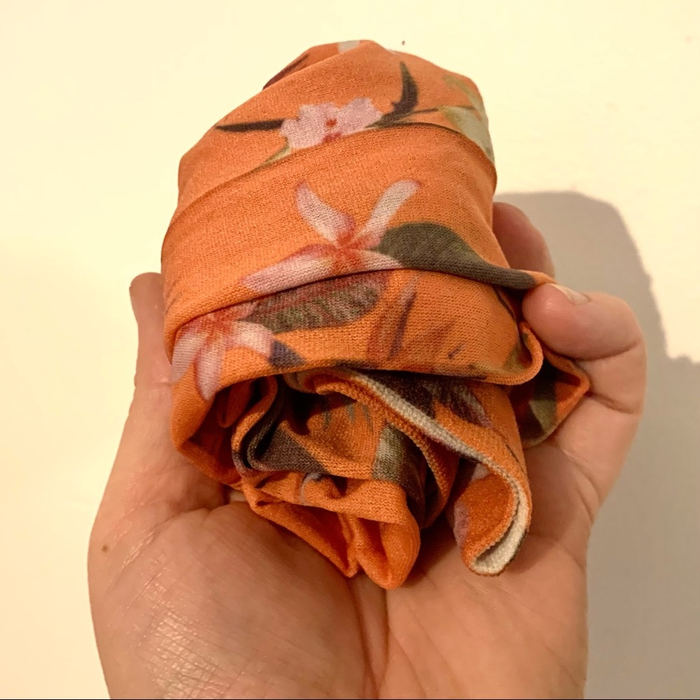 2 for $12 - Cute nylon stockings - orange floral pattern